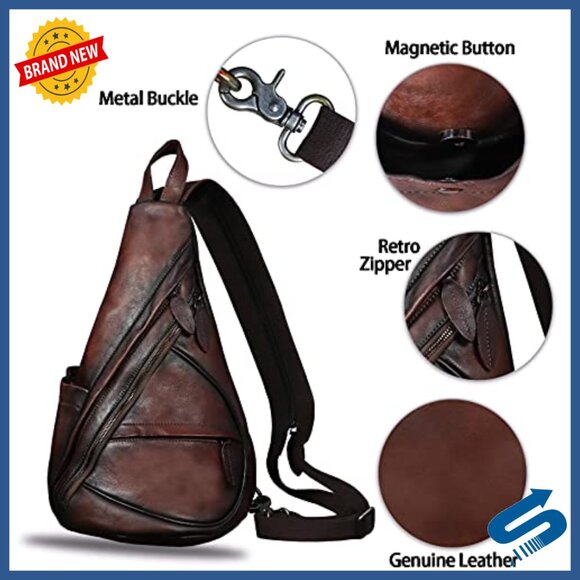 Genuine Leather Sling Backpack, Convertible Daypack for iPad & Daily Use main image 5